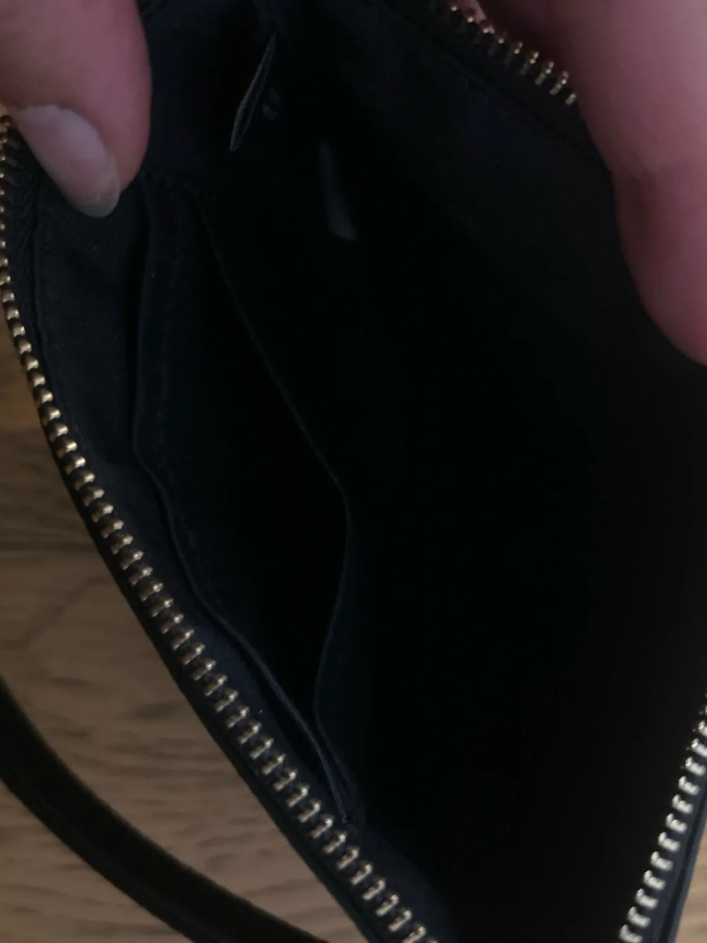 Coach Black Leather Wristlet with Gold Logo Accent